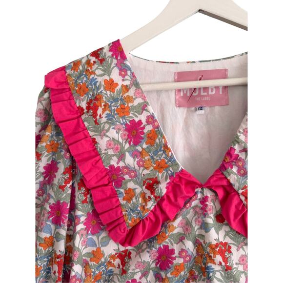 Molby the Label Bertie Maxi Dress Wildflower Floral Smock Collar UK 14 US 10 - Picture 4 of 6